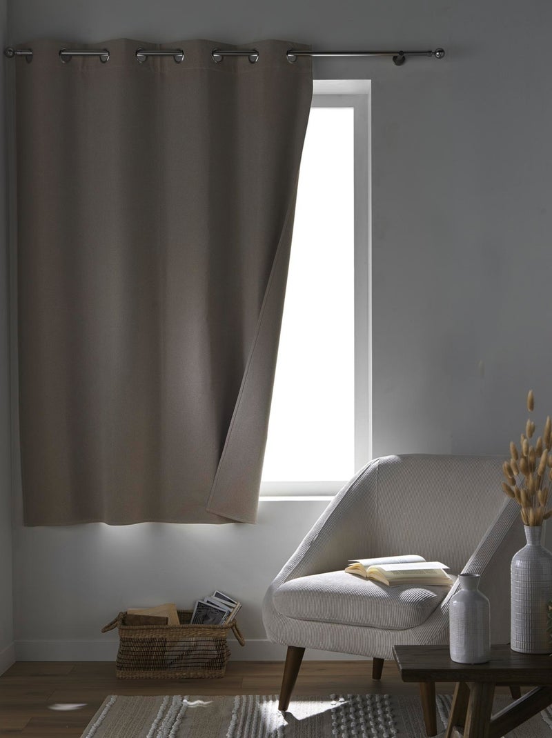 Cortina corta opaca, aislante térmico y acústico de chambray Beige claro - Kiabi