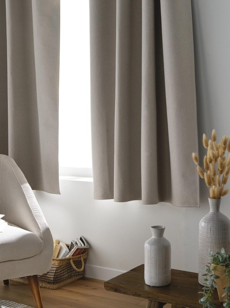 Cortina corta opaca, aislante térmico y acústico de chambray Beige claro - Kiabi