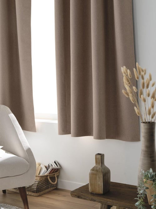 Cortina corta opaca, aislante térmico y acústico de chambray - Kiabi