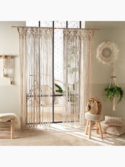 Cortina de alambre macramé blanco marfil 90x200cm - Kiabi Cortina de alambre macramé blanco marfil 90x200cm - Kiabi