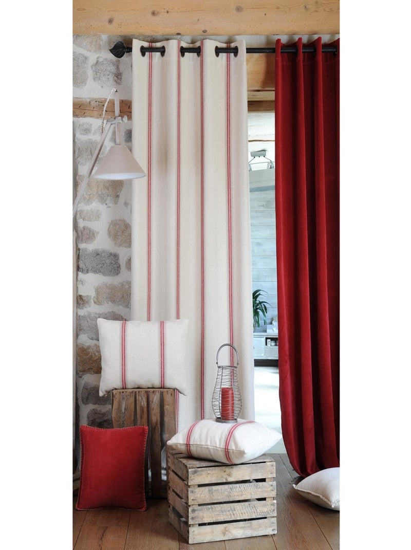 Cortina de algodón 100% con efecto de tapicería antigua Rojo - Kiabi