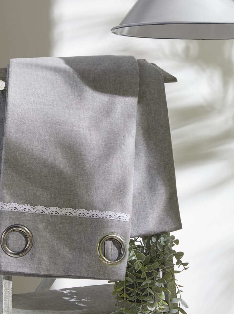 Cortina de algodón con encaje GRIS - Kiabi