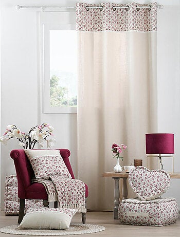 Cortina de algodón con impresión de pequeñas flores