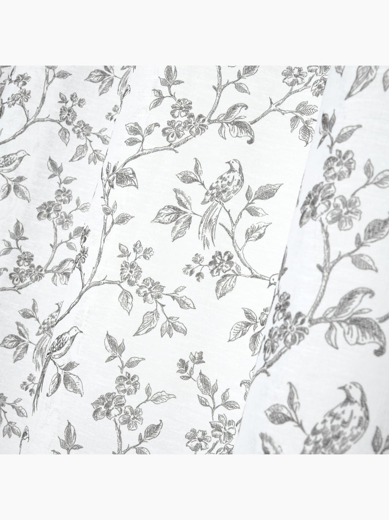 Cortina de algodón con ojales y estampado floral Crudo - Kiabi