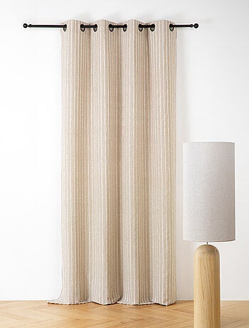 Cortina de algodón y lino con finas rayas texturizadas