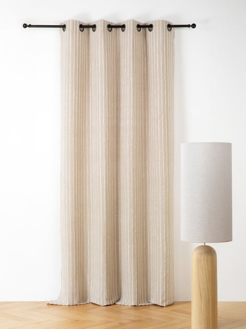 Cortina de algodón y lino con finas rayas texturizadas - Kiabi