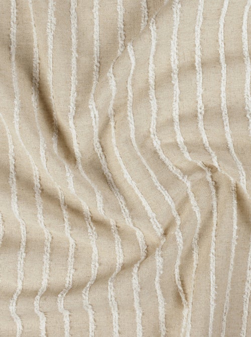 Cortina de algodón y lino con finas rayas texturizadas - Kiabi