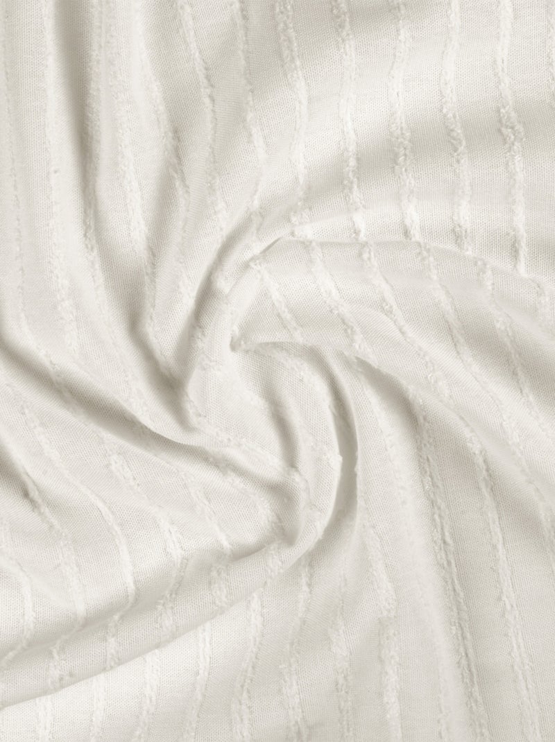 Cortina de algodón y lino con finas rayas texturizadas Blanco - Kiabi