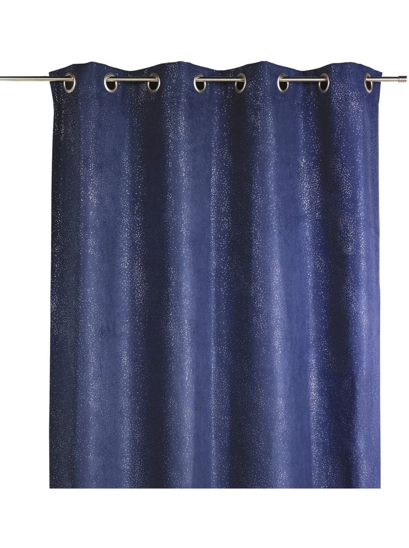Cortina de ante sintético estampada con reflejos plateados Azul - Kiabi