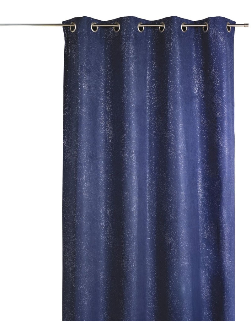 Cortina de ante sintético estampada con reflejos plateados Azul - Kiabi