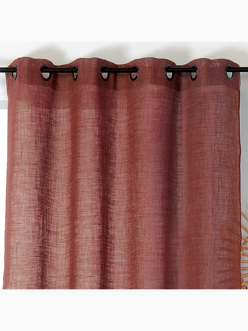 Cortina de cernido natural en lino 100% Rojo ladrillo - Kiabi