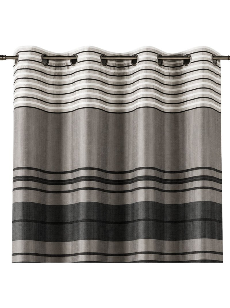 Cortina de chenilla a rayas Shantung Taupe - Kiabi
