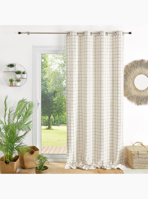 Cortina de cuadros beige 100% algodón lourmarin - Kiabi Cortina de cuadros beige 100% algodón lourmarin - Kiabi