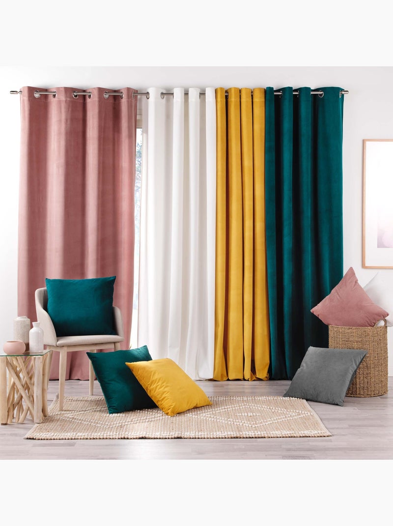 Cortina de decoración en terciopelo con relieve Verde esmeralda - Kiabi