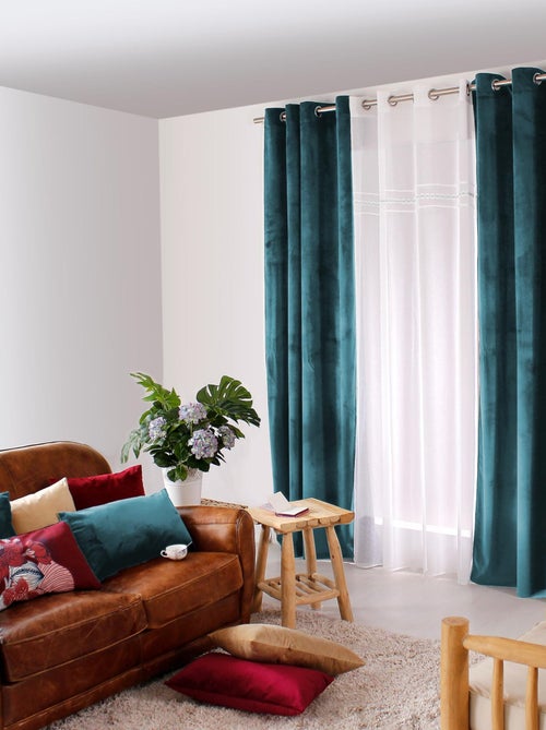 Cortina de decoración lisa y de terciopelo - Kiabi