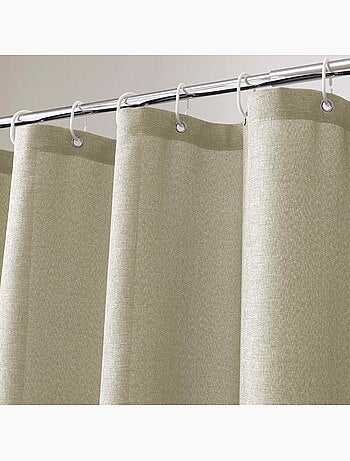 Cortina de ducha de chambray liso con ganchos