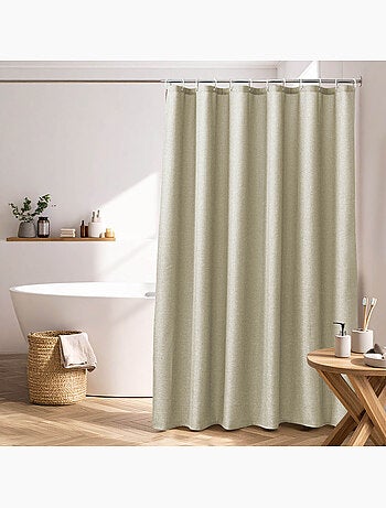 Cortina de ducha de chambray liso con ganchos