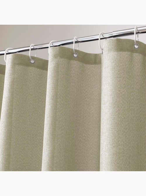Cortina de ducha de chambray liso con ganchos - Kiabi