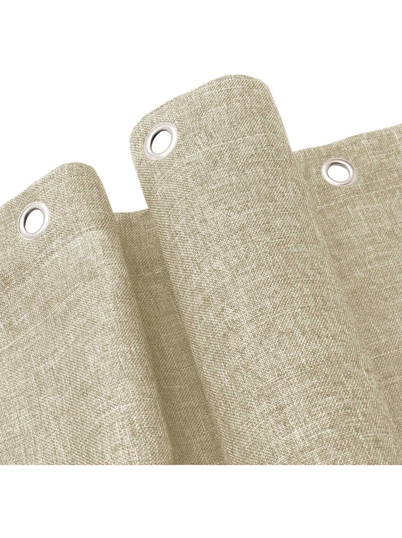 Cortina de ducha de chambray liso con ganchos Beige - Kiabi