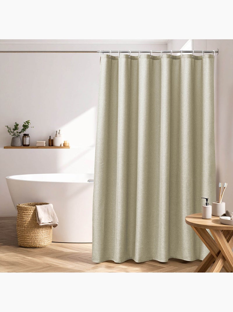 Cortina de ducha de chambray liso con ganchos Beige - Kiabi