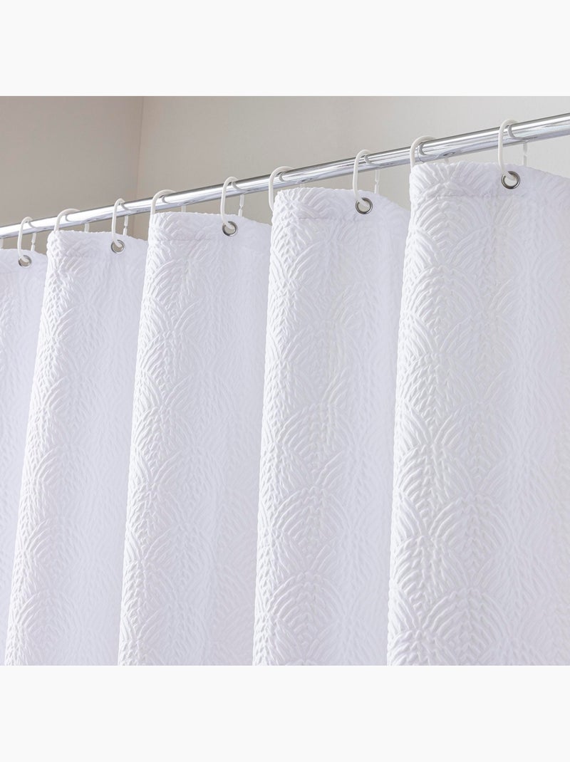 Cortina de ducha de microfibra gofrada con ganchos Blanco - Kiabi