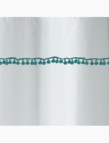 Cortina de ducha de poliéster con estampado de pompones