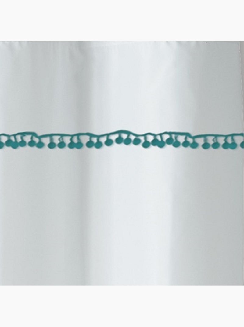 Cortina de ducha de poliéster con estampado de pompones Blanco - Kiabi