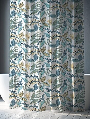 Cortina de ducha de poliéster con estampado tropical