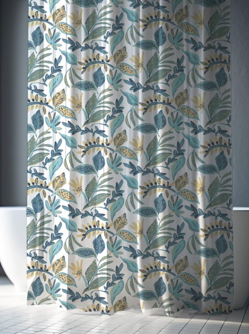 Cortina de ducha de poliéster con estampado tropical Azul - Kiabi