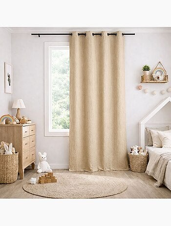 Cortina de gasa de algodón con ojales