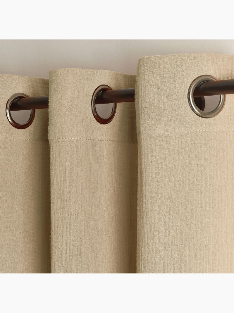Cortina de gasa de algodón con ojales MIRMANDE Beige claro - Kiabi
