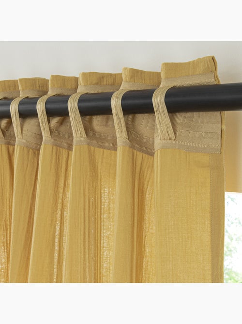 Cortina de gasa de algodón con presillas ocultas por unidad 140x260cm - Kiabi Cortina de gasa de algodón con presillas ocultas por unidad 140x260cm - Kiabi