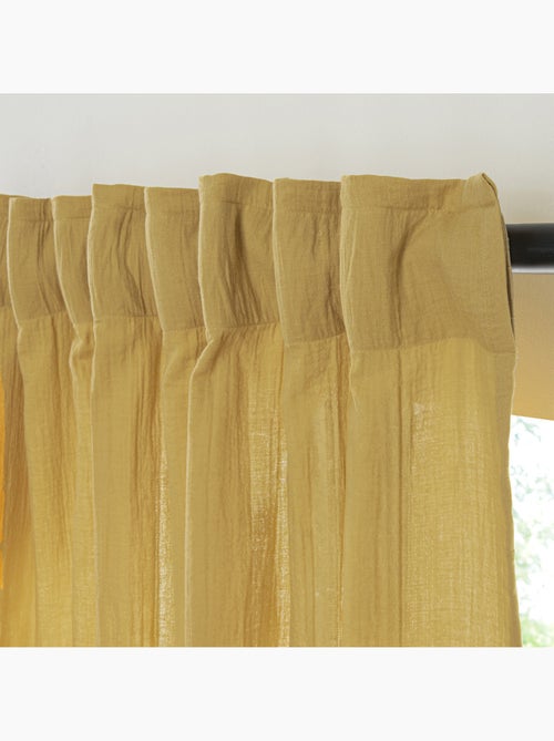Cortina de gasa de algodón con presillas ocultas por unidad 140x260cm - Kiabi Cortina de gasa de algodón con presillas ocultas por unidad 140x260cm - Kiabi