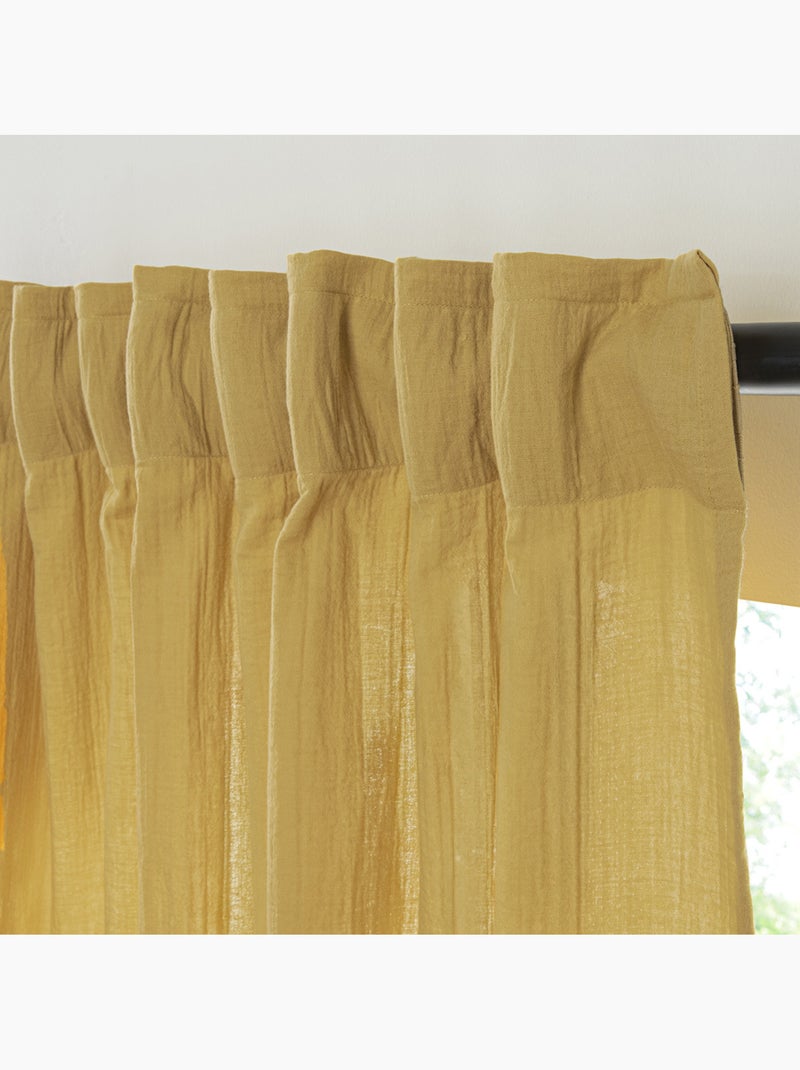 Cortina de gasa de algodón con presillas ocultas por unidad 140x260cm Amarillo - Kiabi