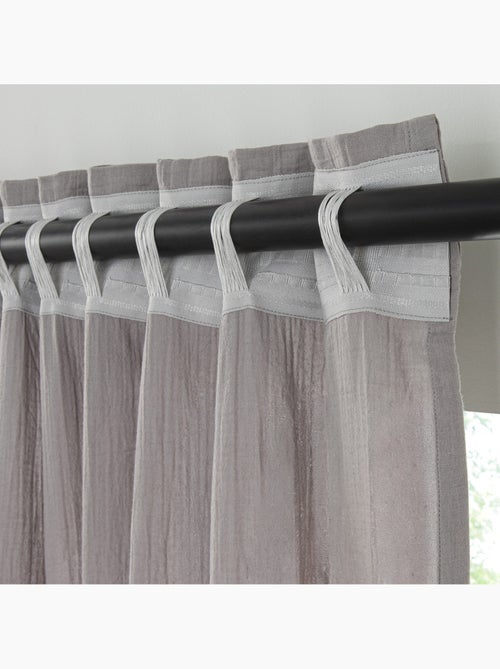 Cortina de gasa de algodón con presillas ocultas por unidad 140x260cm - Kiabi Cortina de gasa de algodón con presillas ocultas por unidad 140x260cm - Kiabi