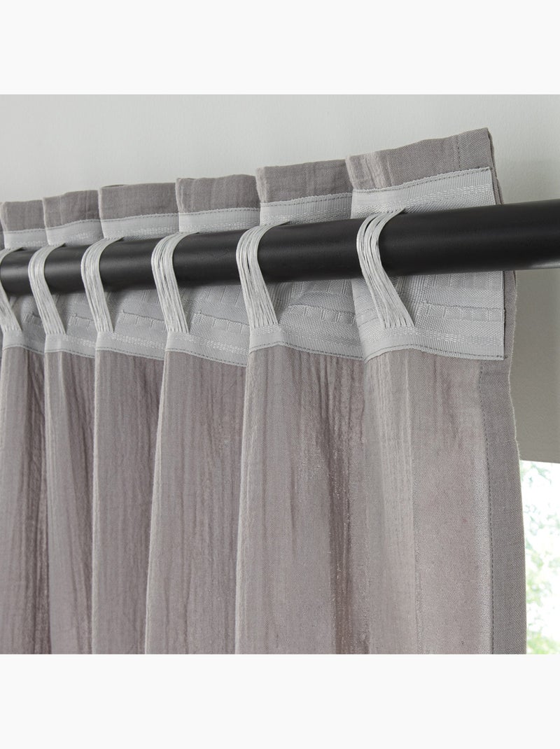 Cortina de gasa de algodón con presillas ocultas por unidad 140x260cm Gris oscuro - Kiabi