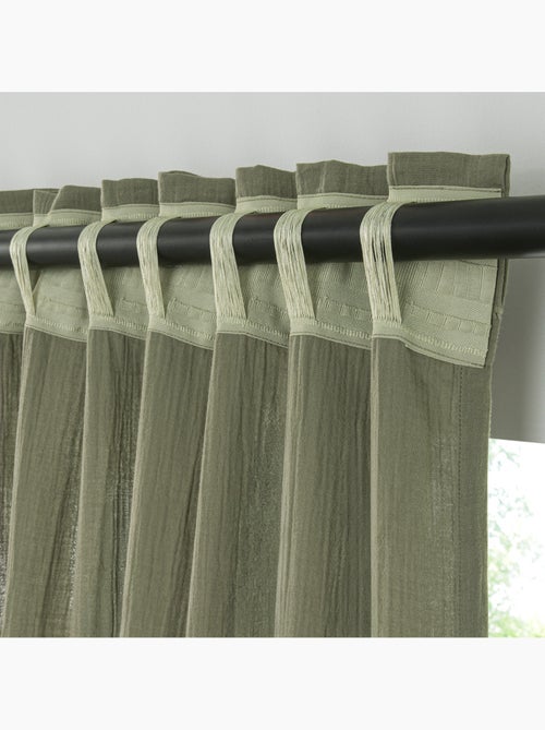 Cortina de gasa de algodón con presillas ocultas por unidad 140x260cm - Kiabi Cortina de gasa de algodón con presillas ocultas por unidad 140x260cm - Kiabi