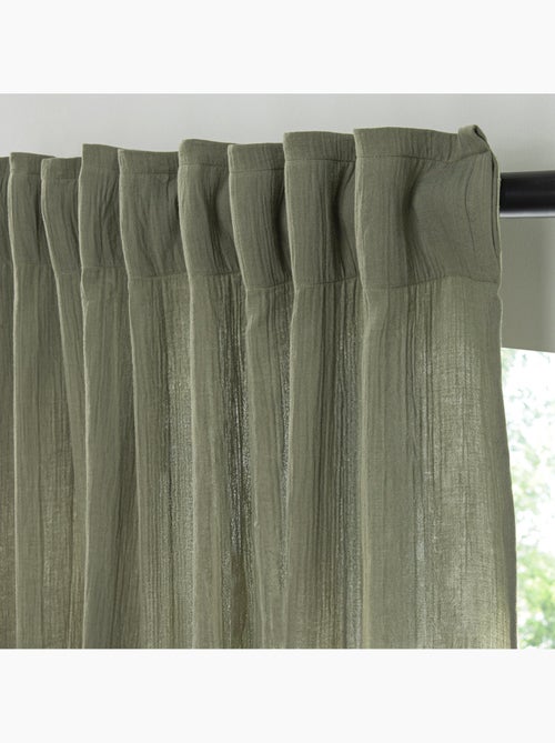 Cortina de gasa de algodón con presillas ocultas por unidad 140x260cm - Kiabi Cortina de gasa de algodón con presillas ocultas por unidad 140x260cm - Kiabi