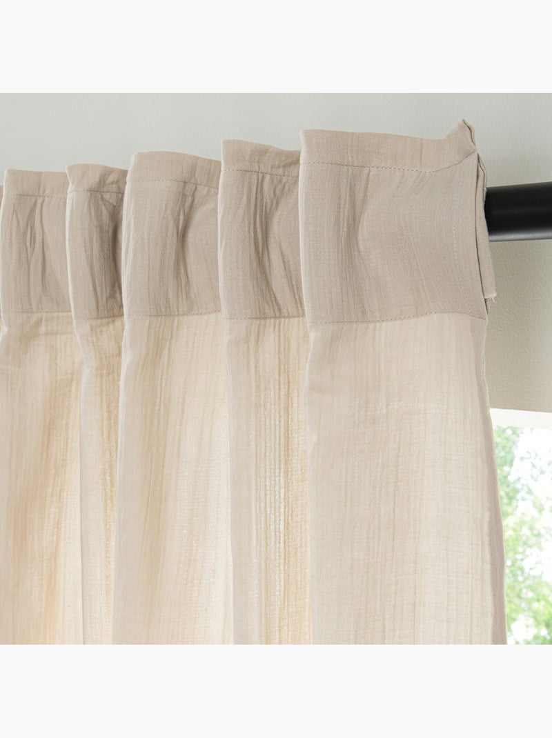 Cortina de gasa de algodón con presillas ocultas por unidad 140x300cm Beige - Kiabi