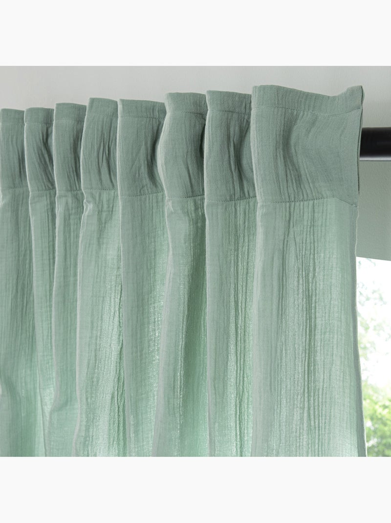 Cortina de gasa de algodón con presillas ocultas por unidad 140x300cm Verde - Kiabi