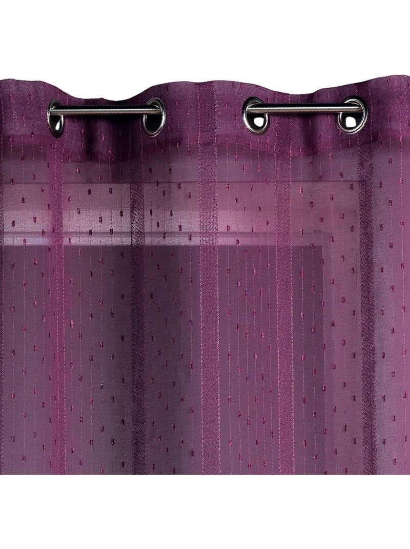 Cortina de gasa tejida con finas rayas en forma de malla Violeta ciruela - Kiabi