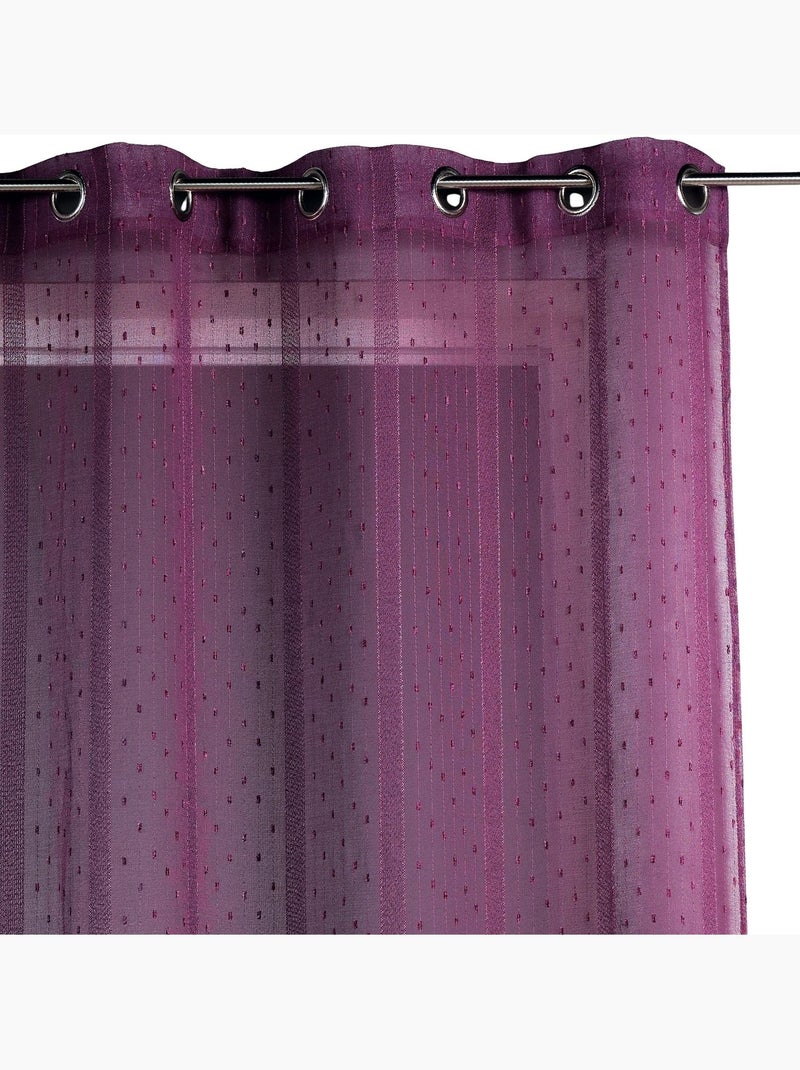 Cortina de gasa tejida con finas rayas en forma de malla Violeta ciruela - Kiabi