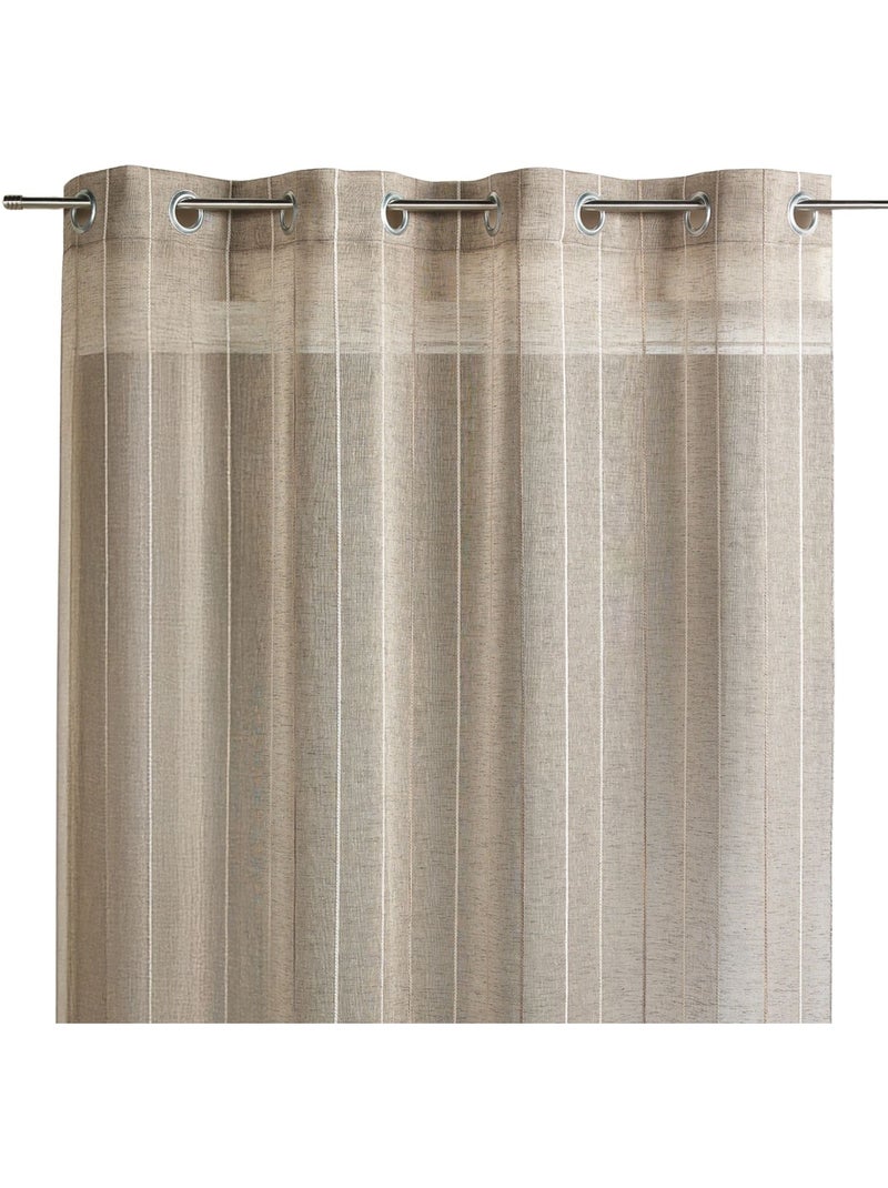Cortina de gasa tejida con finas rayas verticales Taupe - Kiabi