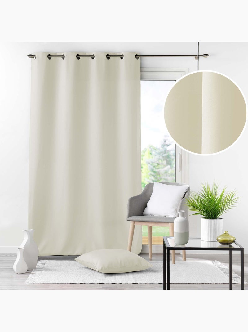 Cortina de gran altura con ojales – poliéster liso essentiel Beige - Kiabi