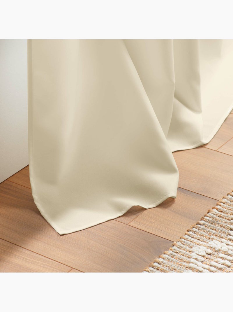 Cortina de gran altura con ojales – poliéster liso essentiel Beige - Kiabi