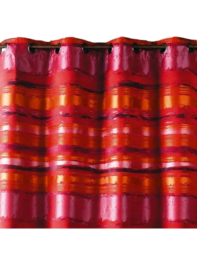 Cortina de jacquard a rayas de colores Rojo ladrillo - Kiabi