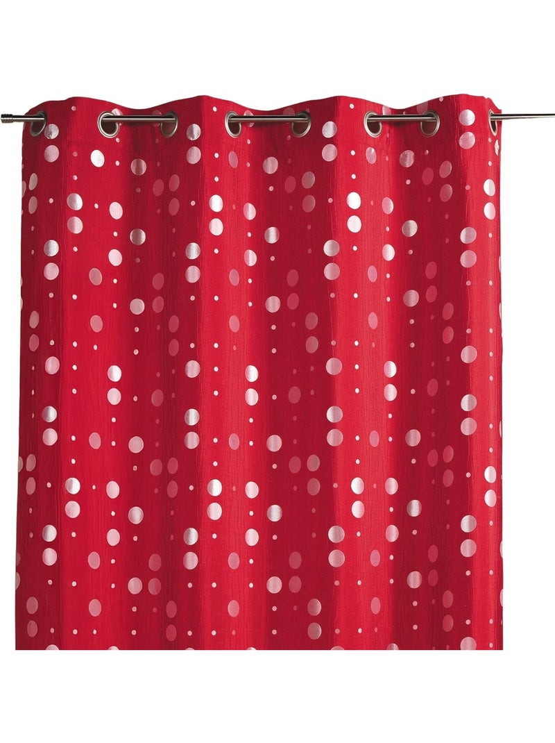 Cortina de jacquard arrugado con motivos circulares Rojo ladrillo - Kiabi