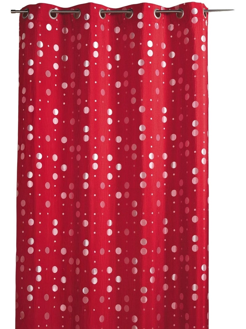 Cortina de jacquard arrugado con motivos circulares Rojo ladrillo - Kiabi