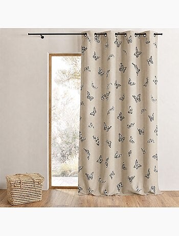 Cortina de jacquard con estampado de mariposas