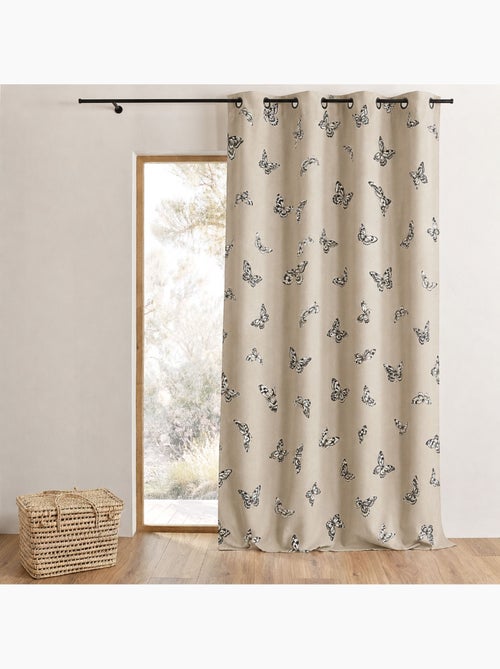 Cortina de jacquard con estampado de mariposas - Kiabi